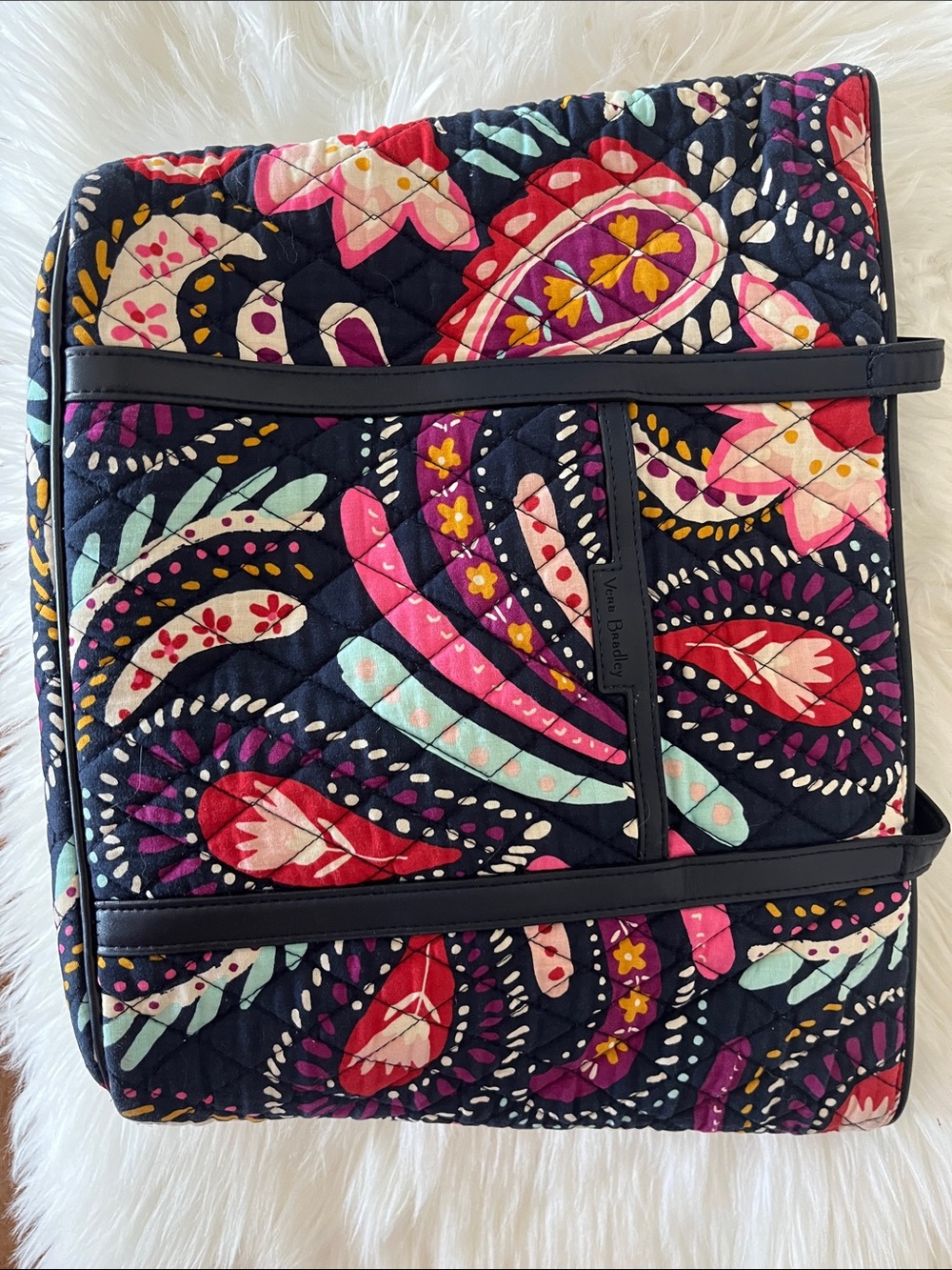 🆕 Vera Bradley Trimmed Traveler Tote Bag Purse Painted Paisley Navy Multi NWOT - Picture 2 of 12